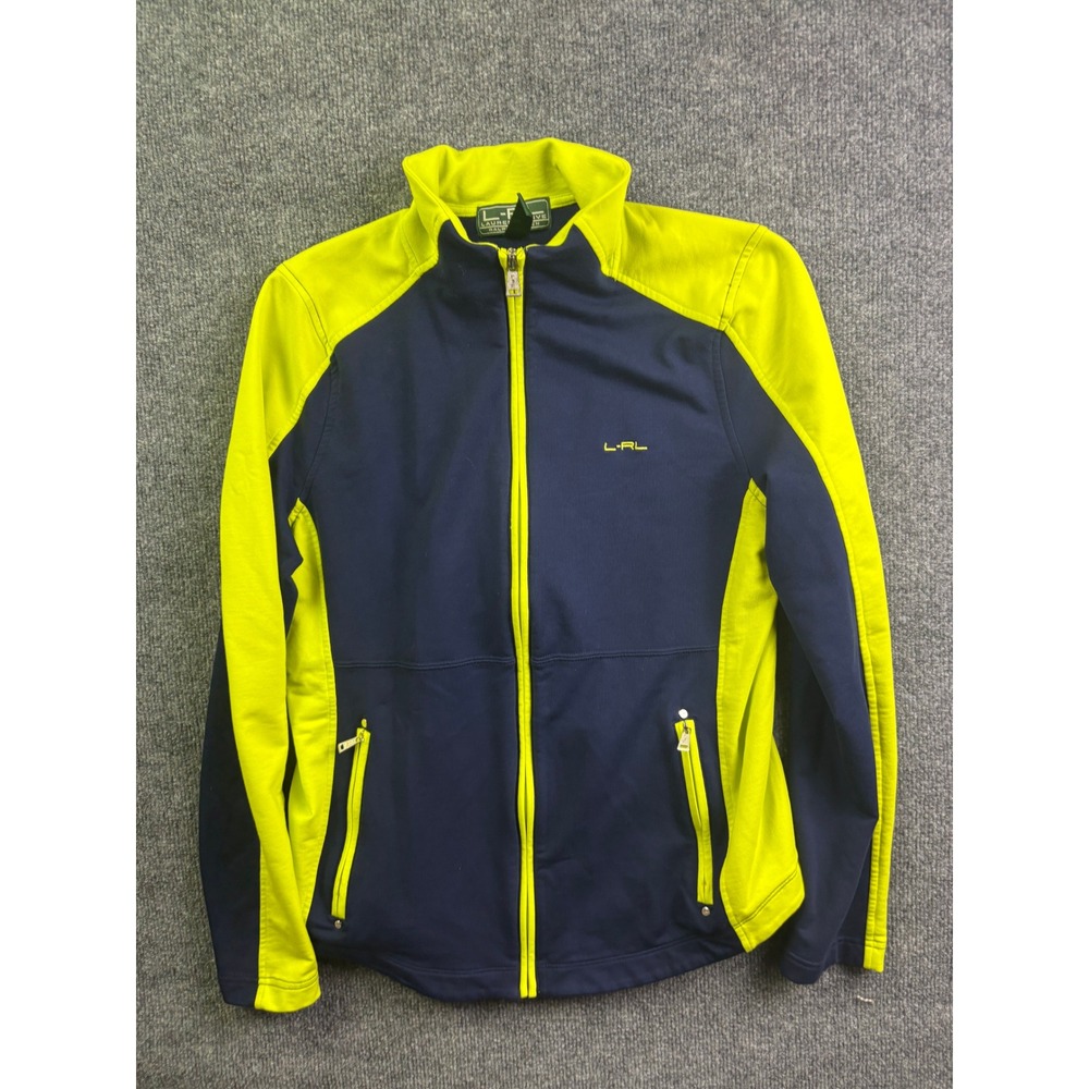 Lauren Active Ralph Lauren Track Jacket Womens Large Navy Lime Green Full Zip